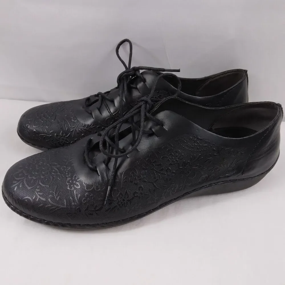 Propet Chantel WCX012L Shoe Black Leather Floral Embossed Women's Size 11 N(AA)